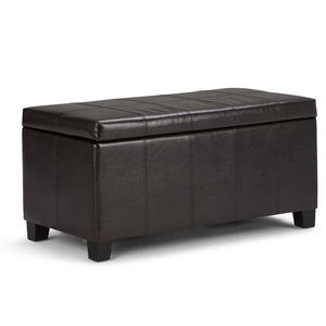 English Elm Dover Storage Ottoman Bench - Tanners Brown Faux Leather With Child-Safe Hinge For Stylish Storage B136P158204