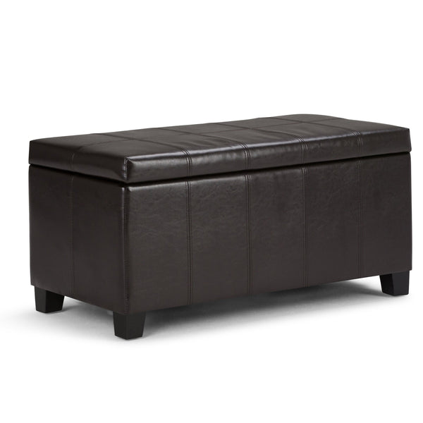English Elm Dover Storage Ottoman Bench - Tanners Brown Faux Leather With Child-Safe Hinge For Stylish Storage B136P158204