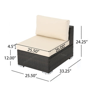 English Elm Christopher Knight Home® - SANTA Rosa Armless Outdoor Chair with Aluminum Frame, Water-Resistant Cushion, Wicker Design, 33"D x 25"W Multi 57466.00ALUMBRN