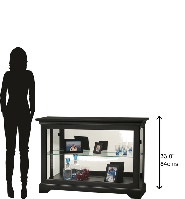 Hekman Furniture 680594 Underhill Ii Curio Cabinet - Elegant Hardwood Console With Beveled Glass & Interior Lighting Black Satin Underhill Ii Curio Cabinet 680594