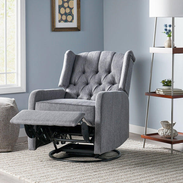 English Elm Christopher Knight Home® - Classic Linen Recliner Chair with 360° Swivel and Manual Recline, Durable Frame, Cozy Upholstery Charcoal 66842.00CHAR