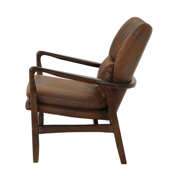 English Elm Christopher Knight Home® - Mid Mid Century Modern Fabric Club Chair with Button-Tufted Back and Accent Pillow, Tapered Birch Legs, Stylish Comfort (31.25˝W x 26.25˝D x 32.75˝H) Brown 59135.00MFBRN