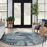 Nourison Garden Oasis GOA02 Machine Made Power-loomed Borderless Design Indoor/Outdoor Outdoor Tropical Rug Navy, Navy 100% Polypropylene 99446996558