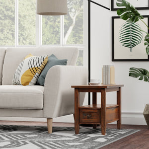 English Elm Warm Shaker Solid Wood 14" Wide Transitional Side Table - Distressed Charcoal Brown, Stylish Storage Solution B136P159660-GIGA