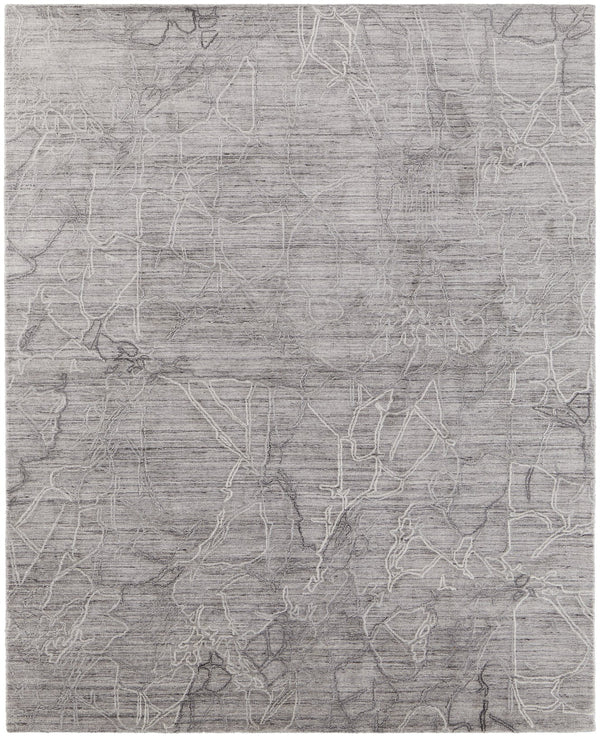 Feizy Rugs Whitton Handwoven Wool And Viscose Abstract Rug - Modern Distressed Design For Stylish Interiors Gray,Tan,Ivory Viscose,Wool Wtn8890fgryivyh00