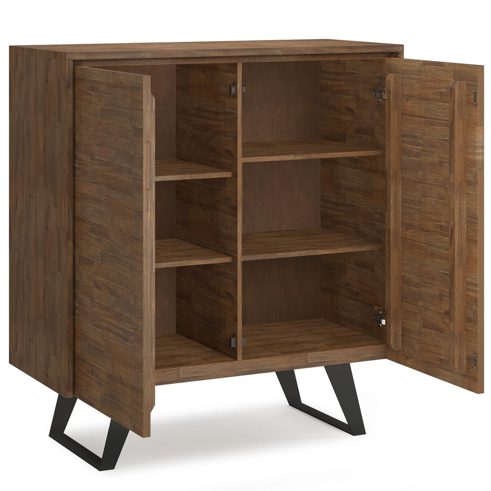 English Elm Lowry Medium Storage Cabinet - Handcrafted Rustic Acacia Wood With Adjustable Shelves & Metal Accents B136P158859