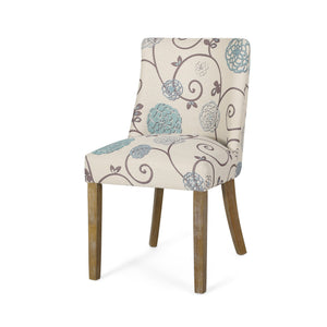English Elm Fabric Dining Chairs with Nailhead Trim Plush Seat Rubberwood Legs Set of 2 72610.00WHTBLU