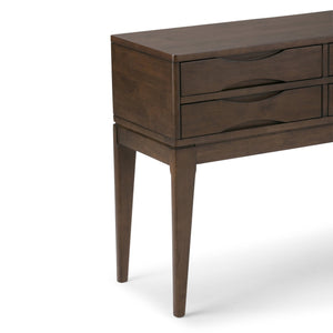 English Elm Harper Hallway Console Table - Mid-Century Style With Walnut Finish, 4 Spacious Drawers For Storage B136P158163