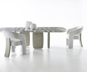 Bernhardt Bernhardt Rustic-Modern Arcadia Dining Table With Faux-Stone Top, Sculptural Woodgrain Legs & Leaf K2001