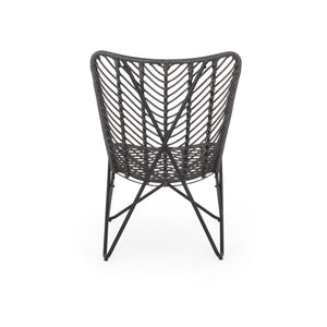 English Elm Gatlin Woven Wicker Outdoor Accent Chair Set Bohemian Curved Shell with Geometric Base 70650.00GRY