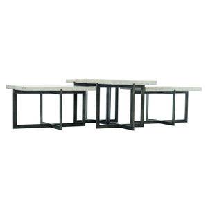 Bernhardt Bernhardt Sculptural Mid-Century Cocktail Table With White Travertine Top And Cross Steel Base Elegan Bronze 22.25"W x 22.25"D x 19.5"H 510011