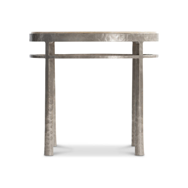 Bernhardt Bernhardt Aventura Side Table With Marcona Oak Top & Frosted Nickel Cast-Aluminum Base, 24"H 318125