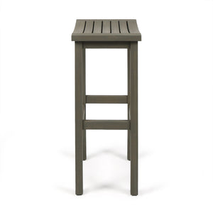 English Elm Christopher Knight Home® - CARIBBEAN Acacia Wood 30" Outdoor Barstool Set of 2 — Weather-Resistant Saddle Seats, Slat Design Grey 61426.00GRY