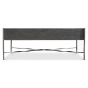 Bernhardt Bernhardt Outline Cocktail Table — Wire‑Brushed Kohl Oak Top With Atra Steel X-Stretcher, Airy Modern Centerpiece 360016