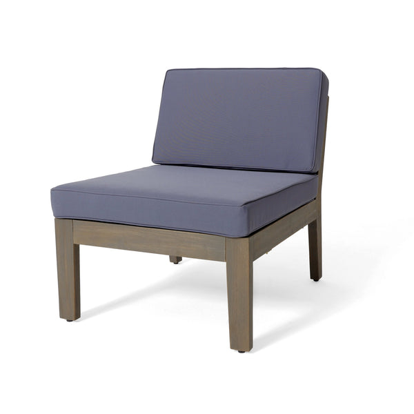 English Elm Grenada Acacia Hardwood Outdoor Sectional with Water Resistant Cushions Patio Set 63702.00GDGRY