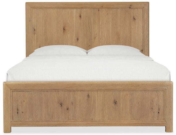 Hooker Furniture Driftwood King Panel Bed Rustic Oak Solid-Veneer Frame In Buckboard Finish With Distressed Charm Light Wood 6820-90266-80