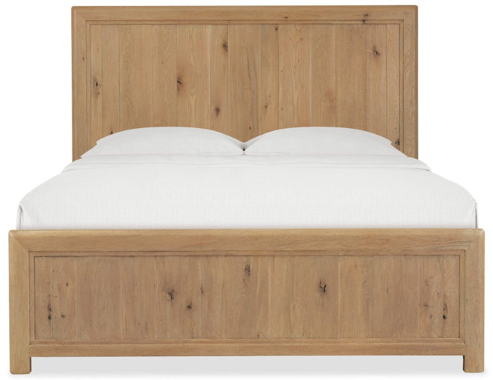 Hooker Furniture Driftwood California King Panel Bed With Buckboard Finish, Distressed Oak Solids For Coastal Charm Light Wood 6820-90260-80