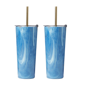 Lenox Cambridge 24 Oz Blue Geo Insulated Tumblers, Set of 2 NO COLOR METAL EWG9BLCB2DS