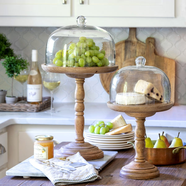 Elevated Wood Server with Glass Dome, 16" EAW36153 Park Hill