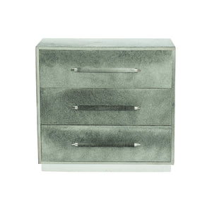 Bernhardt Bernhardt Parkin Nightstand In Gray Hair-On-Hide With Saddle Stitching, White Felt Drawers, Steel Base 369031