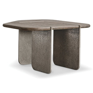 Bernhardt Bernhardt Melba Wire-Brushed Oak Cocktail Table With Textured Cast-Aluminum Panels, 30.5" W 564125