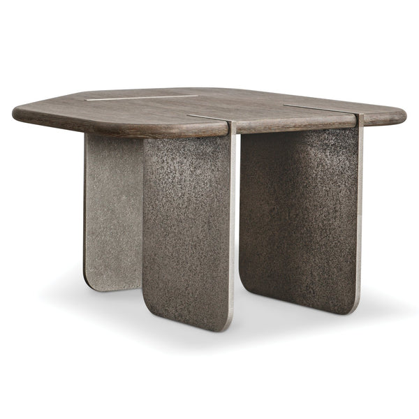 Bernhardt Bernhardt Melba Wire-Brushed Oak Cocktail Table With Textured Cast-Aluminum Panels, 30.5" W 564125