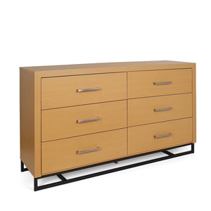 English Elm Christopher Knight Home® - 6 Drawer Chest with Iron Base and Six Spacious Drawers, Contemporary Industrial Design, Durable Construction Maple 60 L x 19.25 W x 10 H 71883.00MPL