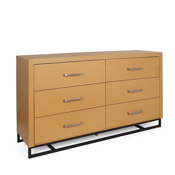 English Elm Christopher Knight Home® - 6 Drawer Chest with Iron Base and Six Spacious Drawers, Contemporary Industrial Design, Durable Construction Maple 60 L x 19.25 W x 10 H 71883.00MPL