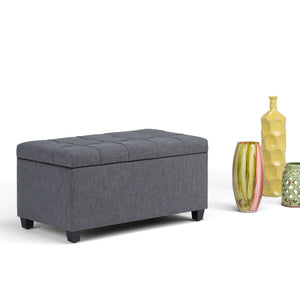 English Elm Sienna Storage Ottoman Bench - Stylish Slate Grey Upholstered Seating & Hidden Storage Solution B136P159117-GIGA