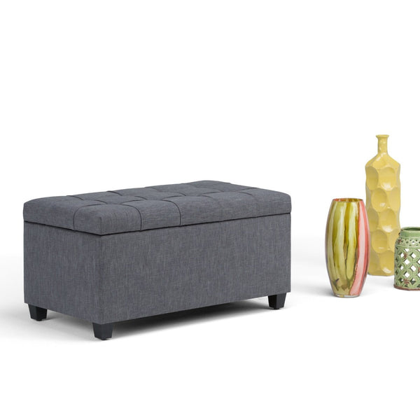 English Elm Sienna Storage Ottoman Bench - Stylish Slate Grey Upholstered Seating & Hidden Storage Solution B136P159117-GIGA