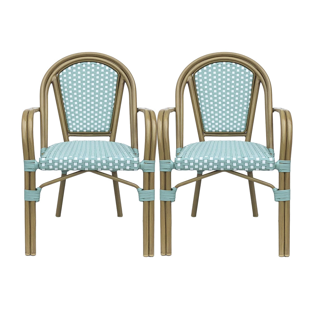 English Elm Bistro Wicker Outdoor Dining Chairs Set of Two with Rust Resistant Aluminum Frame Patio 72905.00LT