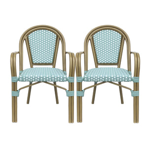 English Elm Bistro Wicker Outdoor Dining Chairs Set of Two with Rust Resistant Aluminum Frame Patio 72905.00LT