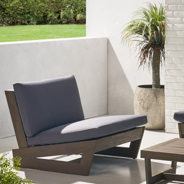 English Elm Christopher Knight Home® - SHERWOOD Club Chair with Acacia Wood Frame, Weather-Resistant Outdoor Lounge Seating with Cushions DARK GREY 64867.00DGRYMP1