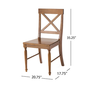 English Elm Acacia Wood X-back Dining Chairs Set of Two Farmhouse Country Seating Antique Finish 57366.00DOAK