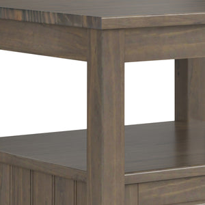 English Elm Lev Smoky Brown End Table with Drawer & Open Shelf, Handcrafted Solid Wood, Transitional Style B136P158823