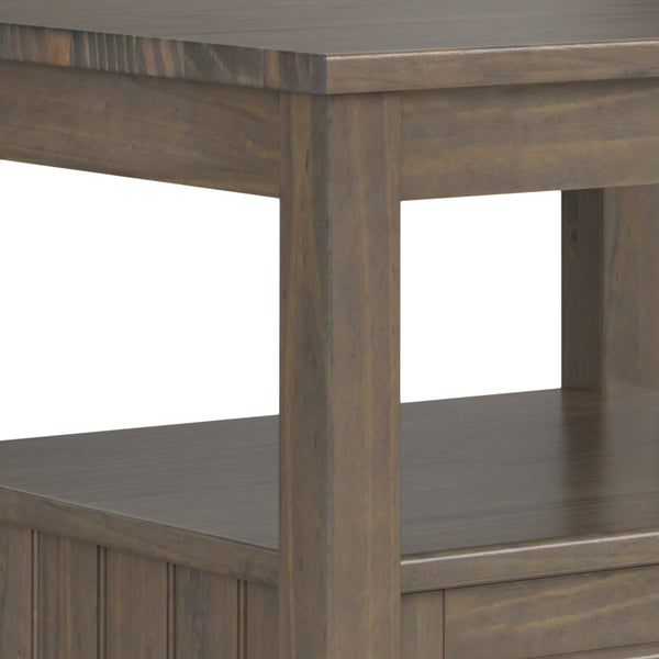 English Elm Lev Smoky Brown End Table with Drawer & Open Shelf, Handcrafted Solid Wood, Transitional Style B136P158823