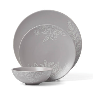 Lenox Oneida Roseto 12-Piece Dinnerware Set , Pumice White, WHITE STONEWARE 897506