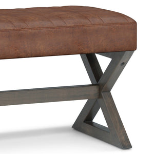 English Elm Salinger Large Ottoman Bench - Stylish Distressed Saddle Faux Leather With Versatile Use Options B136P159216-GIGA