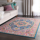 Nourison Passion PSN20 Machine Made Power-loomed Floral Border Indoor Only Bohemian  Rug Teal Multicolor, Teal Multicolor 100% Polypropylene 99446486547