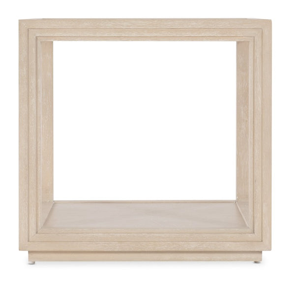 Hooker Furniture Nouveau Sandstone End Table With Beveled Tempered Glass Top, Sunburst Oak Veneer Shelf & Silver Accents 6500-80114-80