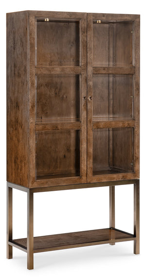 Hooker Furniture Melange Mulholland Oak Veneer Display Cabinet with Led Lighting and Bronze Accents 628-75018-82