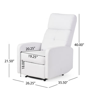 English Elm Christopher Knight Home® - RECLINER Plush PU Upholstered Push-Back Recliner with Contemporary Minimalist Design and Comfort White 57575.00WHI
