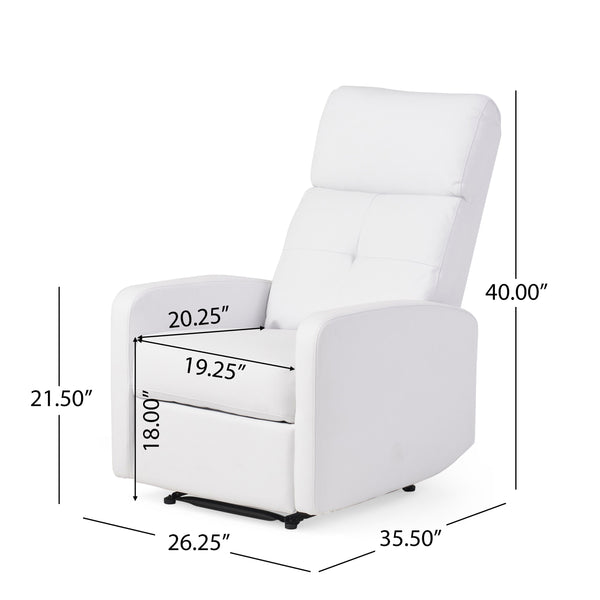 English Elm Christopher Knight Home® - RECLINER Plush PU Upholstered Push-Back Recliner with Contemporary Minimalist Design and Comfort White 57575.00WHI