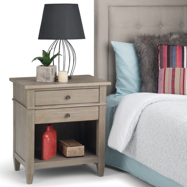 English Elm Carlton Handcrafted Distressed Grey Bedside Table - Vintage Charm With Dual Storage Drawers & Style B136P158140