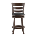 Homelegance By Top-Line Wyatt Ladder Back Faux Leather Swivel 24-inch Counter Height Stool Black Rubberwood