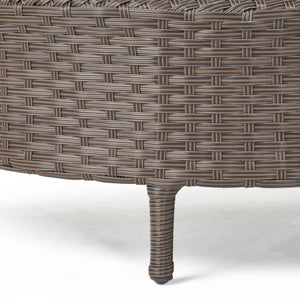 English Elm Christopher Knight Home® - PT LIMON Coffee Table – Stylish Faux Rattan & Iron Frame, No Assembly, 270 lb Capacity, Modern Low Profile Table Dark Brown 54787.00