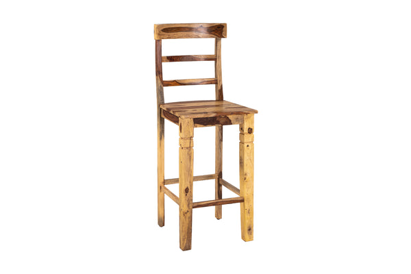 Porter Designs Taos Solid Sheesham Wood Bar Stool Set – Handcrafted Elegance For Your Space Natural Wood 07-196-24-1114