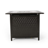 Christopher Knight Home® - Noble House - Amherst Outdoor Square Aluminum Fire Pit, Hammered Bronze