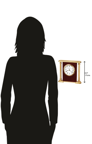 Hekman Furniture 645104 Rosewood Encore Bracket Clock - Elegant Quartz Timepiece With Brass Accents & Glass Crystal Rosewood Rosewood Encore Bracket Tabletop Clock 645104