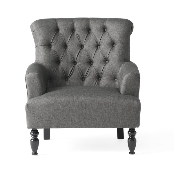 English Elm Christopher Knight Home® - CLUB CHAIR Dark Gray Fabric Accent Chair — Plush Deep Seat, Sturdy Frame, Modern Living Room Style 57752.00DGAY